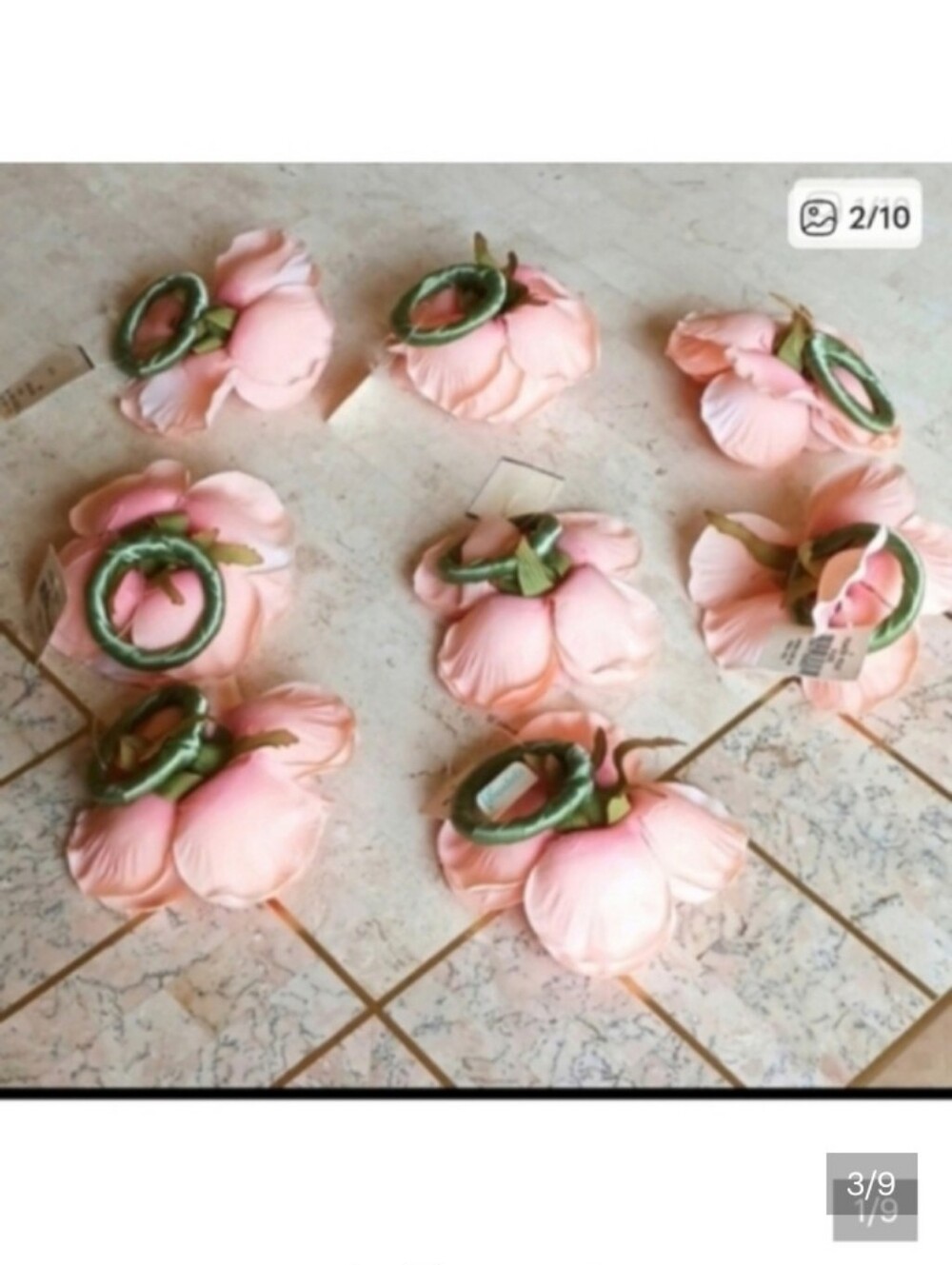 Vintage Silk Napkin Rings (8) /peach silk rose,  New.....8 Peices